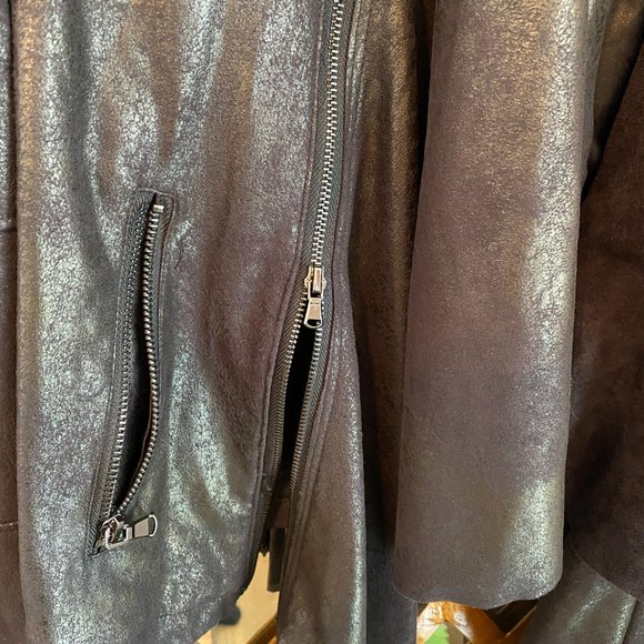 Suede and Faux Leather Moto Style Jacket - Picture 5 of 14